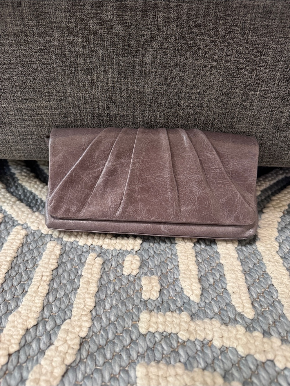 Hobo International Pleated Leather Frame Clutch Wristlet